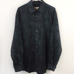 Pronto Uomo Black Floral Button Down Shirt XL